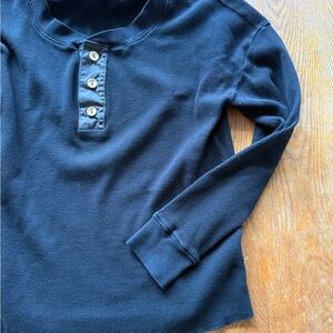 MATE the Label Black Long Sleeve Top with Button Detail